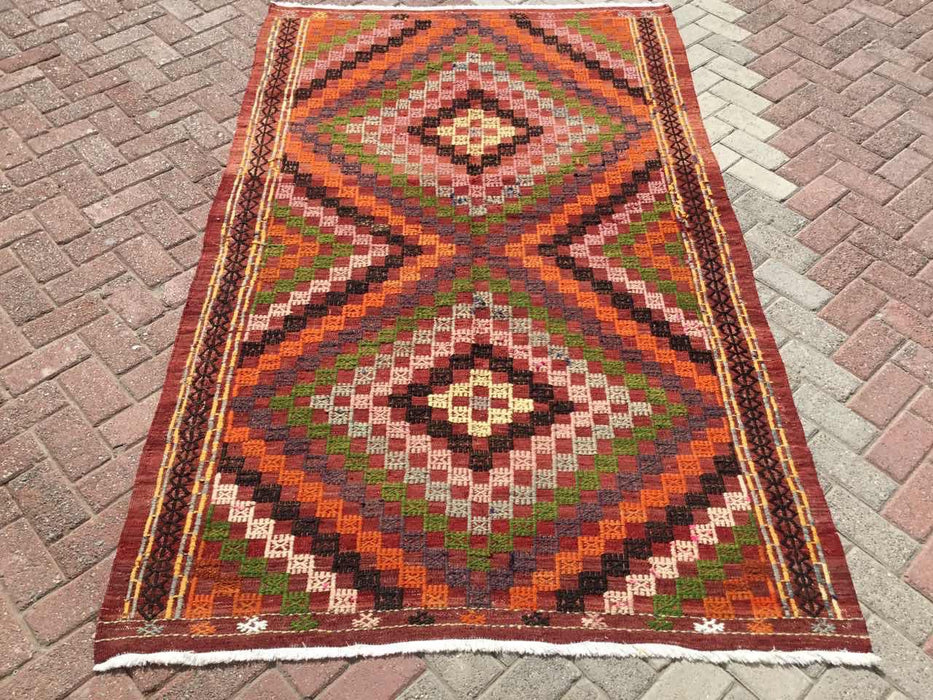 Turkish Kilim Rug Handmade 145cm x 236cm Vintage Design