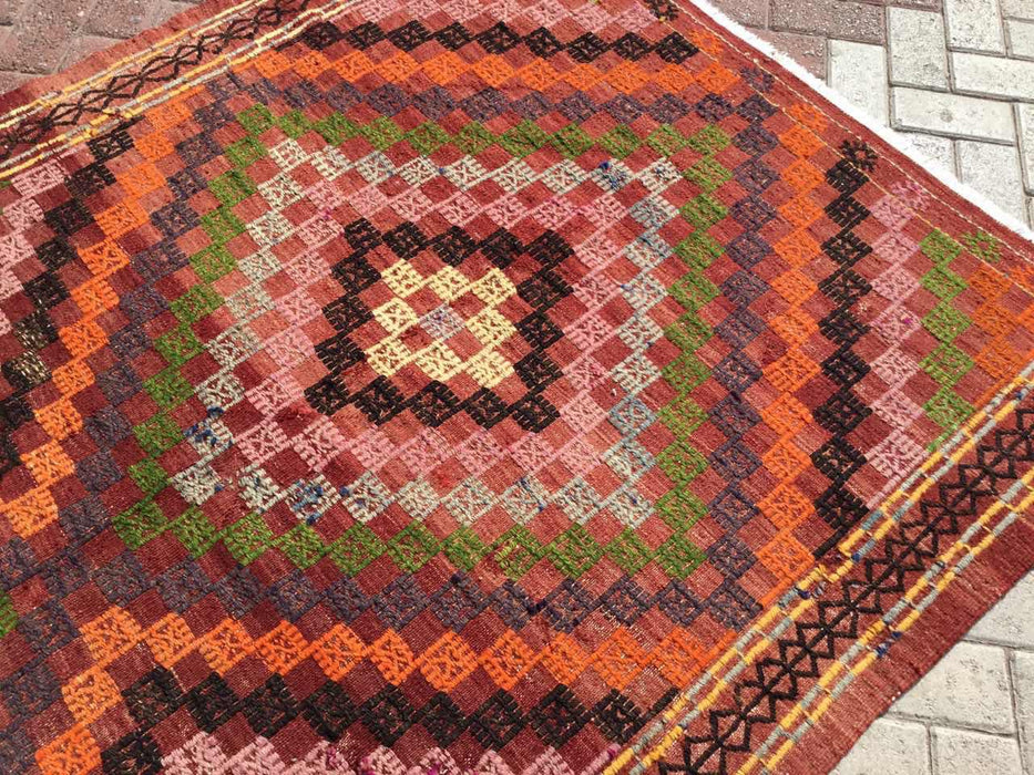 Turkish Kilim Rug Handmade 145cm x 236cm Vintage Design