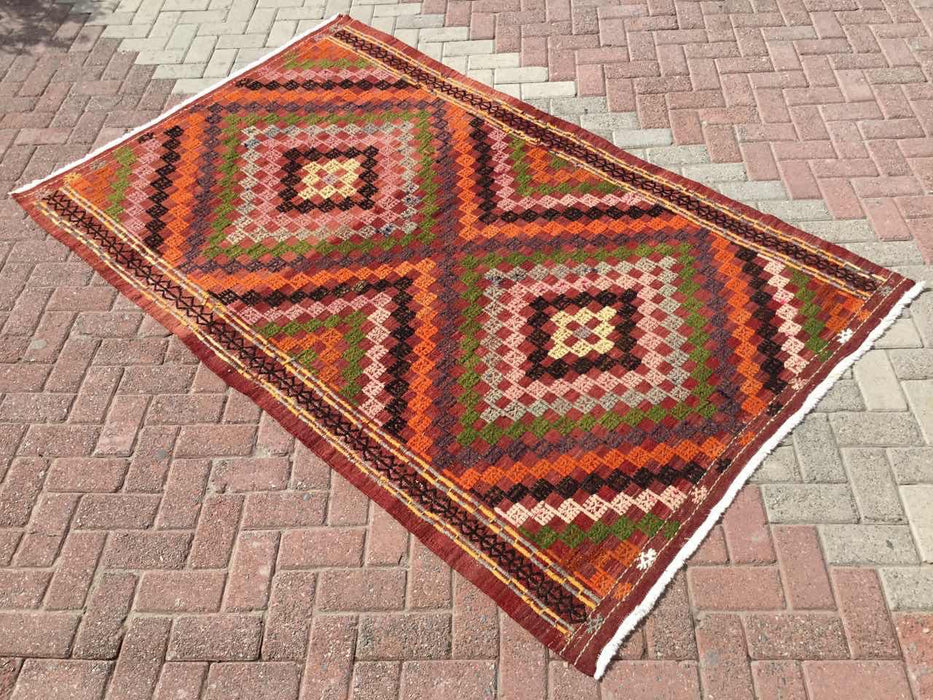 Turkish Kilim Rug Handmade 145cm x 236cm Vintage Design
