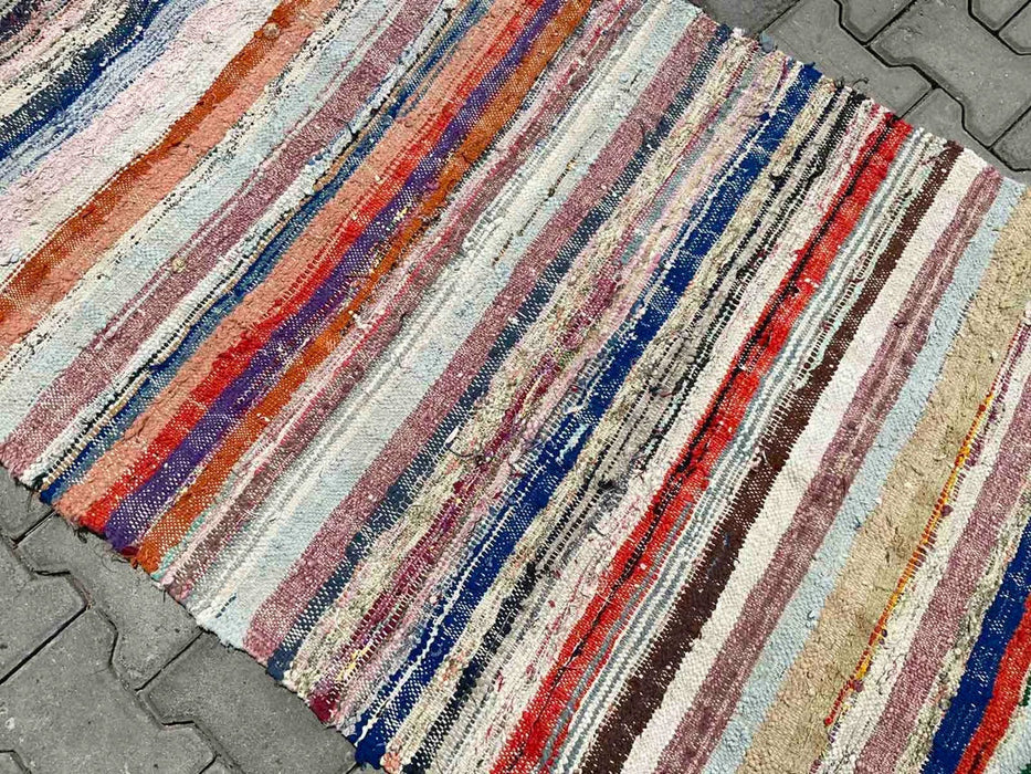 Turkish Kilim Runner Rug 214cm x 92cm Vintage Handwoven