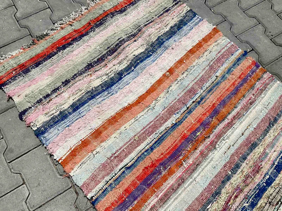 Turkish Kilim Runner Rug 214cm x 92cm Vintage Handwoven