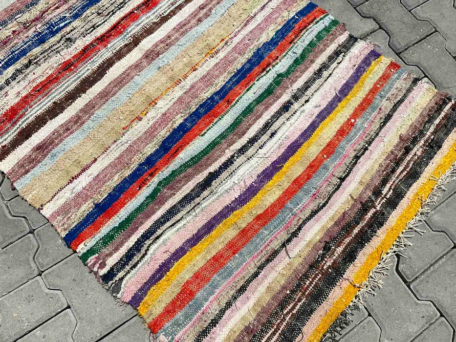 Turkish Kilim Runner Rug 214cm x 92cm Vintage Handwoven