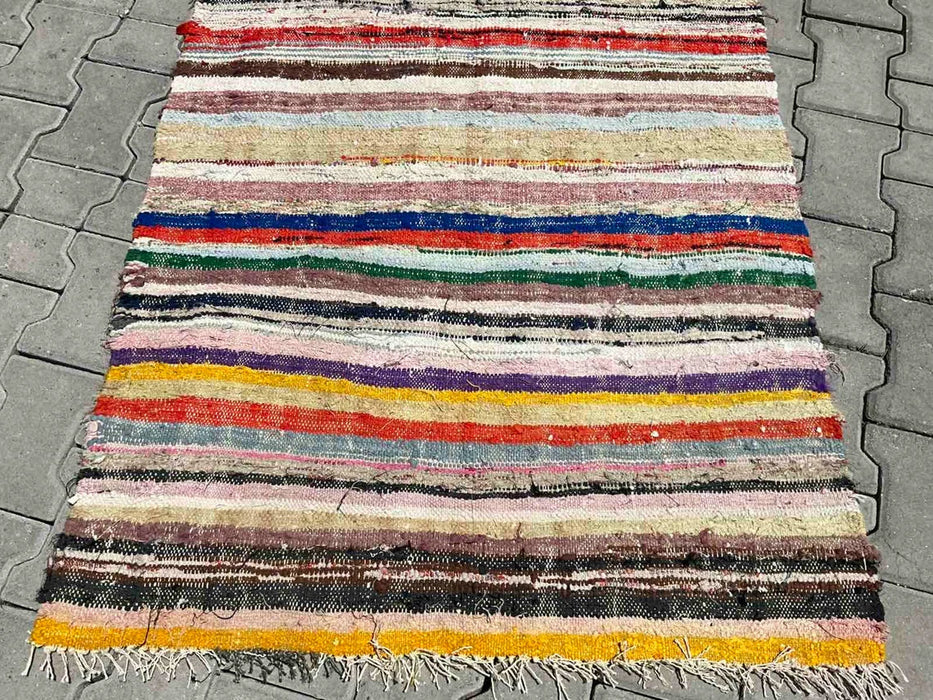 Turkish Kilim Runner Rug 214cm x 92cm Vintage Handwoven