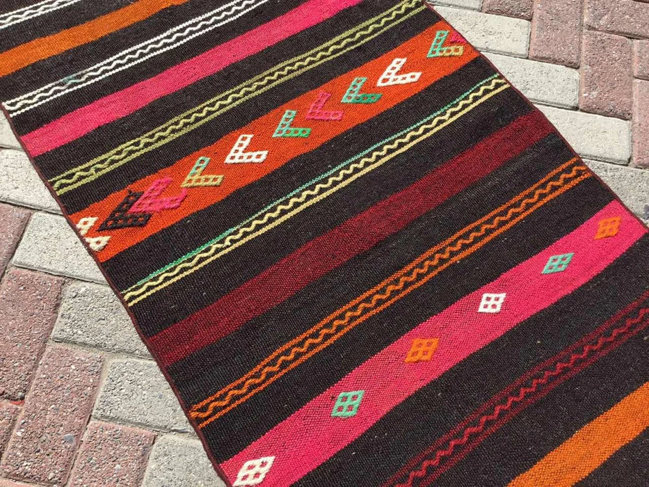 Turkish Kilim Runner Rug 236Cm X 80Cm Vintage Design