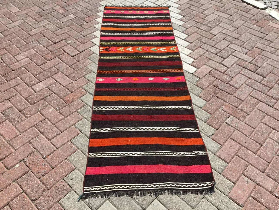 Turkish Kilim Runner Rug 236Cm X 80Cm Vintage Design