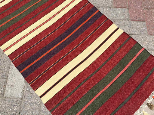 Turkish Kilim Runner Rug 260cm x 62cm 100% Wool Stripes