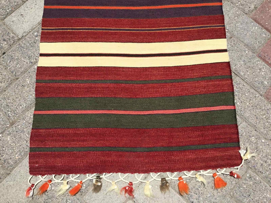 Alfombra turca Kilim Rug 260 cm x 62 cm 100% rayas de lana