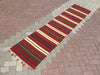 Alfombra turca Kilim Rug 260 cm x 62 cm 100% rayas de lana