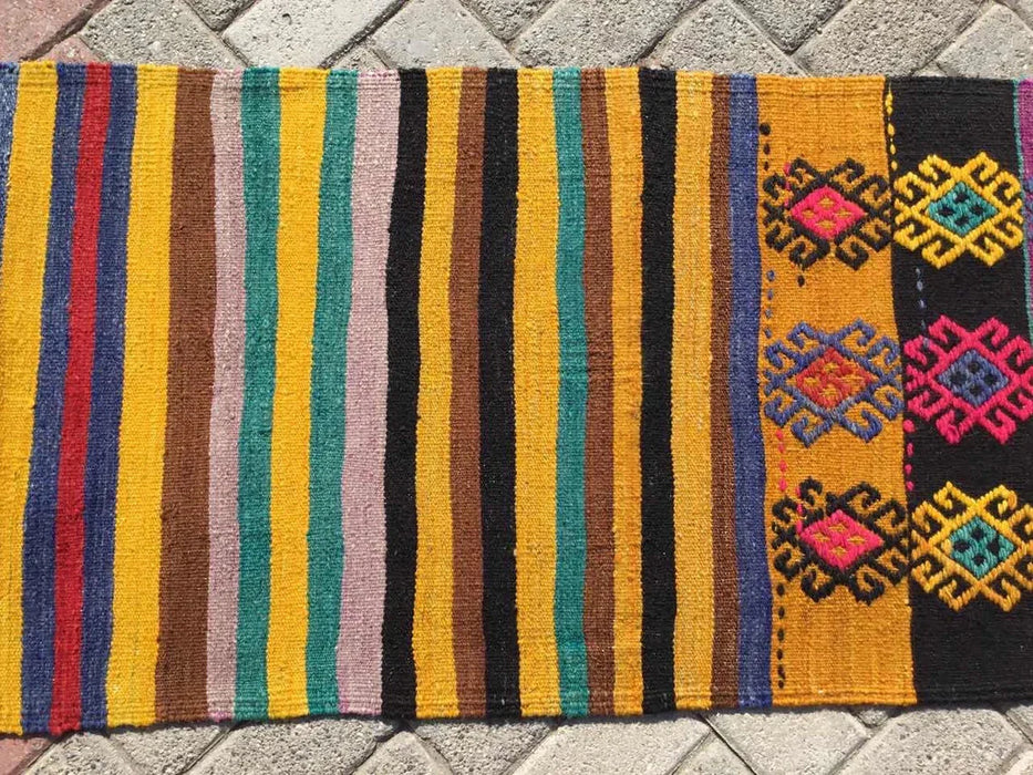 Turkish Kilim Runner Rug 264cm x 60cm Vintage Design