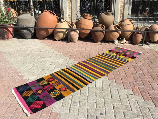 Turkish Kilim Runner Rug 264cm x 60cm Vintage Design