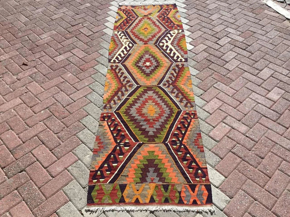 Turkse Kelim Runner Rug 277 Cm X 80 Cm Vintage Design