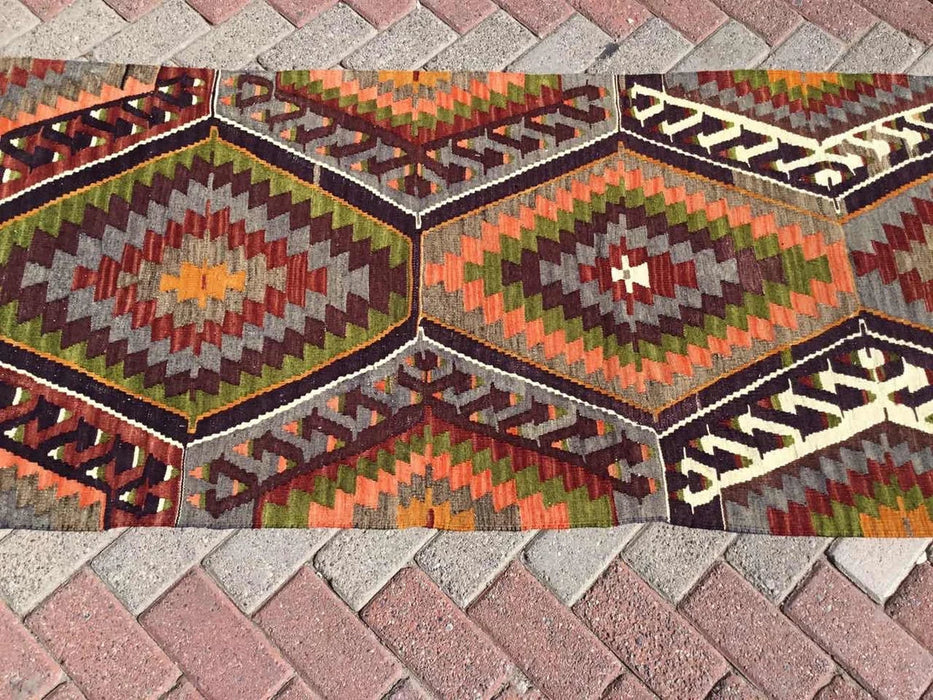 Turkse Kelim Runner Rug 277 Cm X 80 Cm Vintage Design