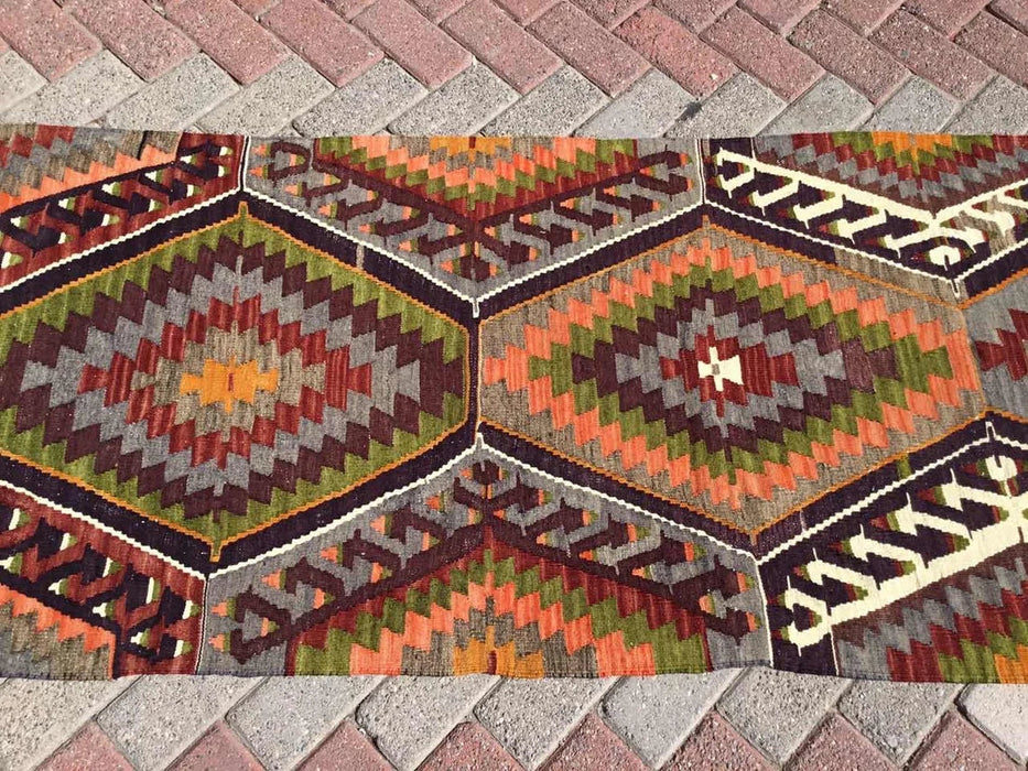 Turkse Kelim Runner Rug 277 Cm X 80 Cm Vintage Design