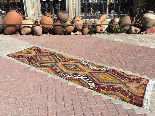 Turkse Kelim Runner Rug 277 Cm X 80 Cm Vintage Design