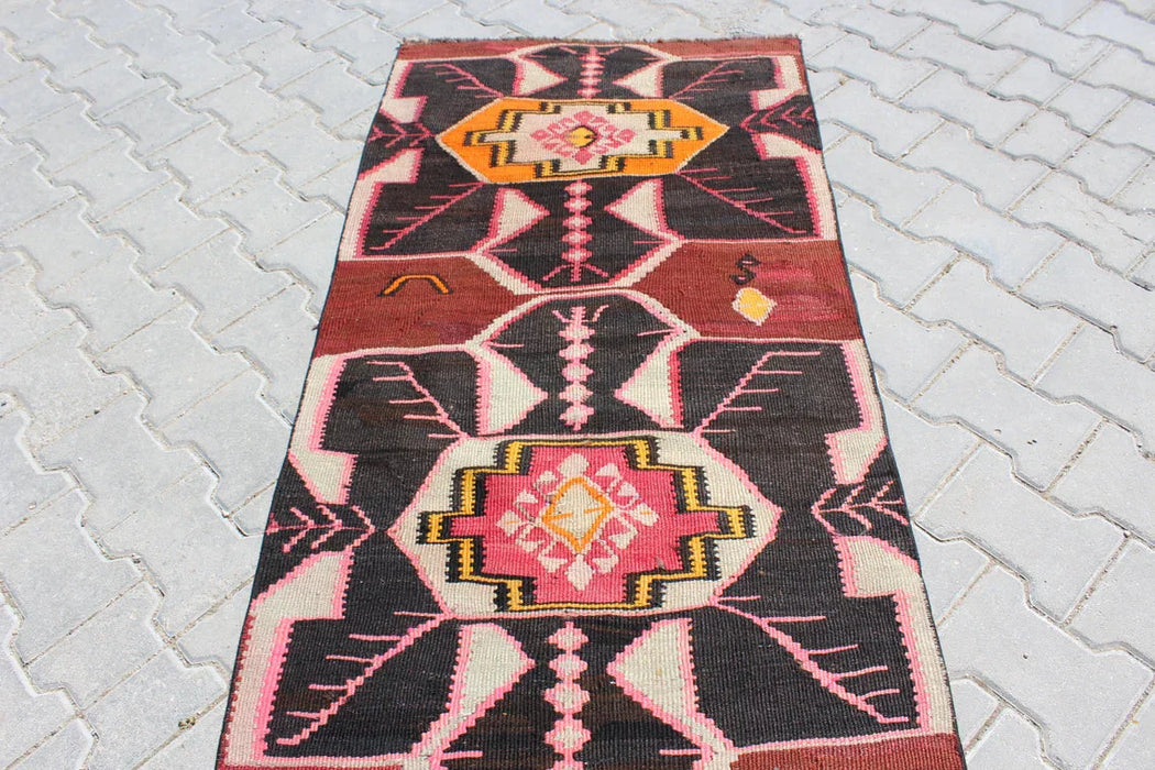 Turkse Kelim Runner Rug 78cm x 294cm Vintage handgemaakt