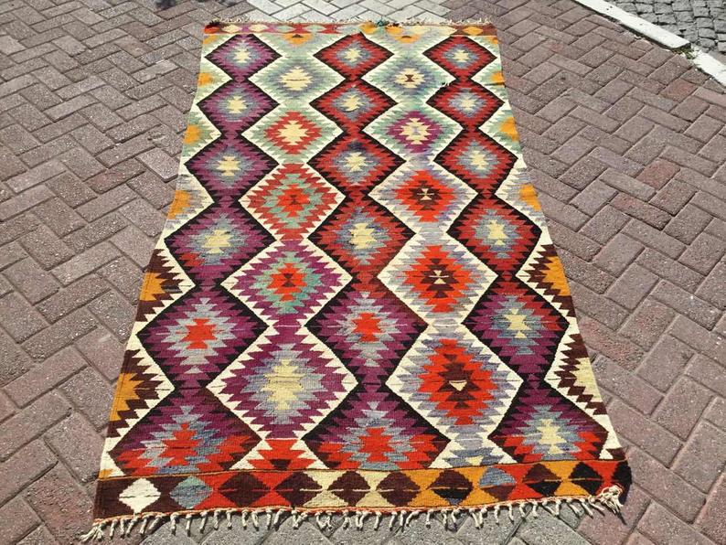 Turkkilainen Kilim Vintage -matto 250cm x 131cm Käsinkudottu Ainutlaatuinen