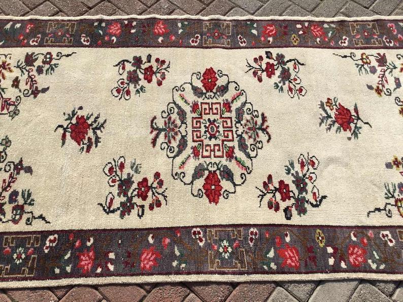 Turkish Oushak Area Rug 224cm x 121cm Handmade Antique