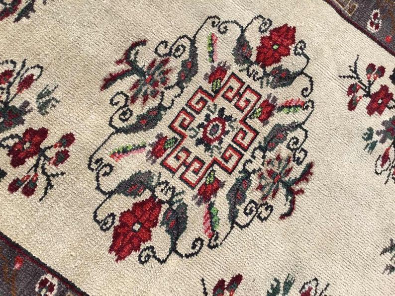 Turkish Oushak Area Rug 224cm x 121cm Handmade Antique