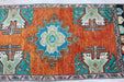 Turkish Patterned Mini Rug 48cm x 95cm Handcrafted Vintage