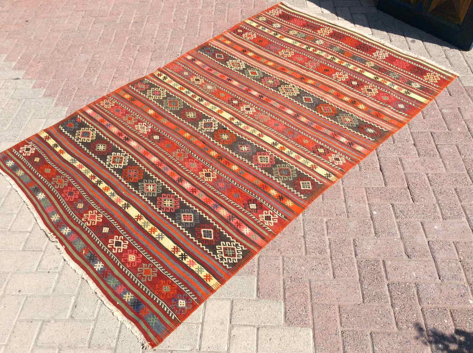 Turkish Vintage Kilim Area Rug 147cm x 233cm #615