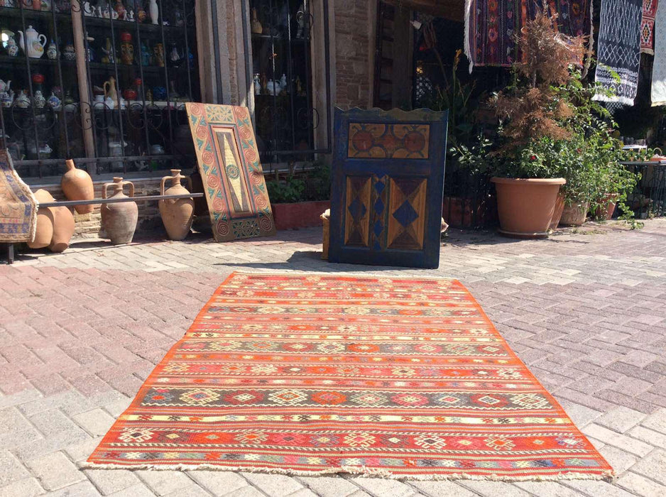 Turkish Vintage Kilim Area Rug 147cm x 233cm #615