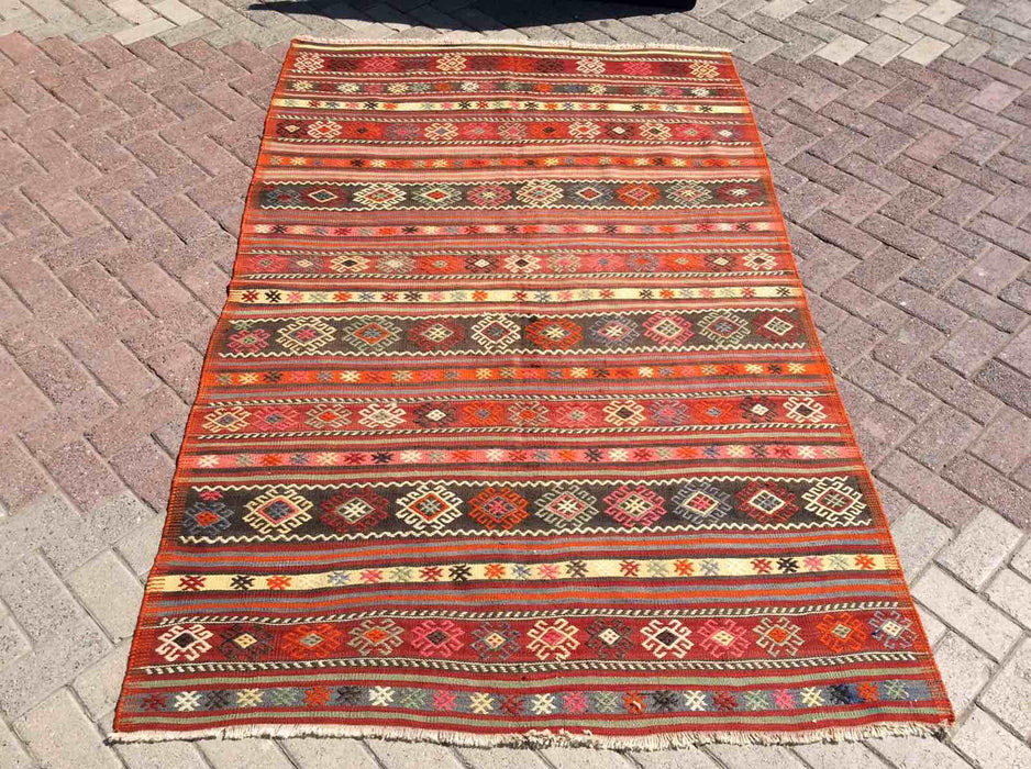 Turkish Vintage Kilim Area Rug 147cm x 233cm #615