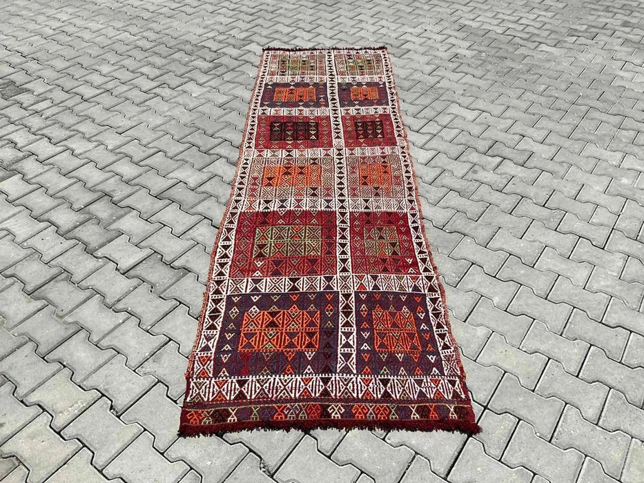 Turkse Vintage Kelim Gangloper 292cm x 90cm