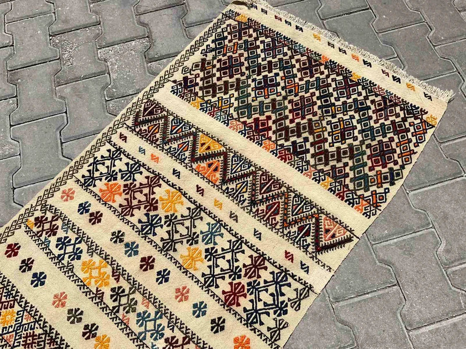 Turks Vintage Kelim Gangloper Tapijt 299cm x 71cm