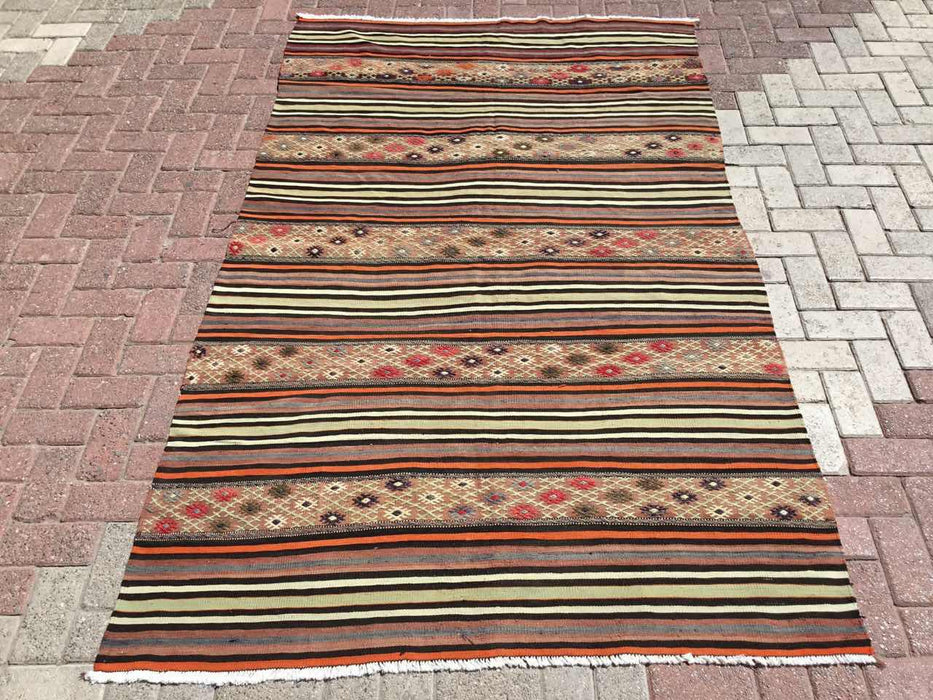 Turkish Vintage Kilim -matto 147x240 cm Ainutlaatuinen Tribal Design