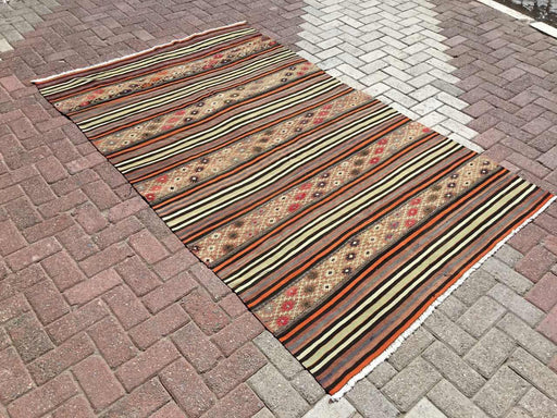 Turkish Vintage Kilim -matto 147x240 cm Ainutlaatuinen Tribal Design