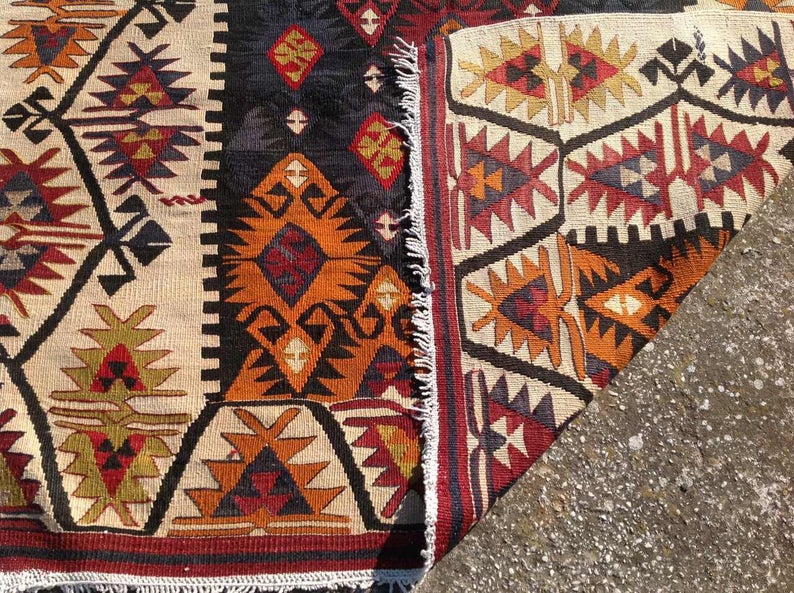 Turkish Vintage Kilim Rug 231cm x 129cm Handwoven Wool