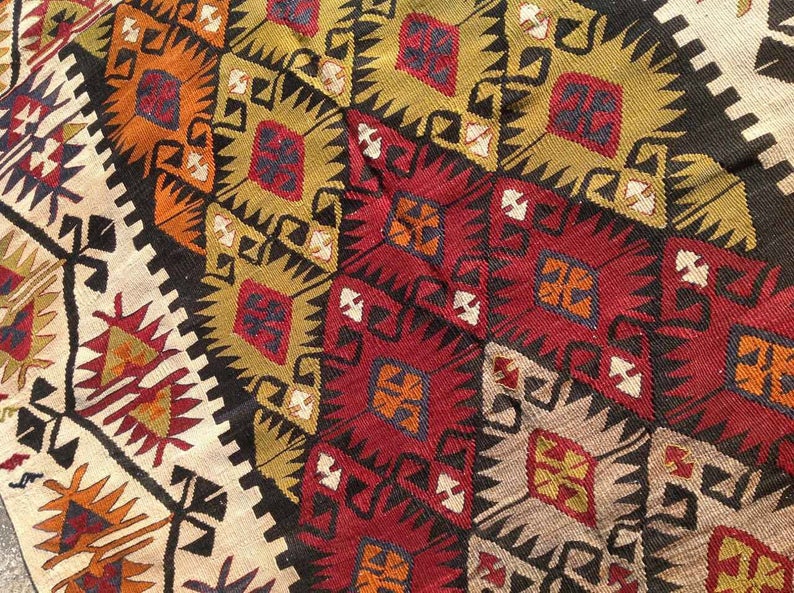Turkish Vintage Kilim Rug 231cm x 129cm Handwoven Wool