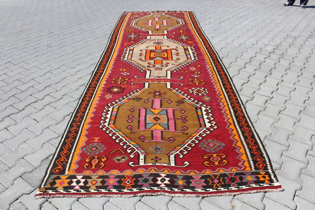 Turkse Vintage Kelim Runner 141cm x 446cm #516