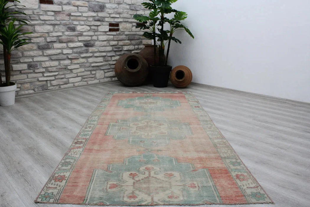 Turkish Vintage Rug 134cm x 291cm Geometric Design #401