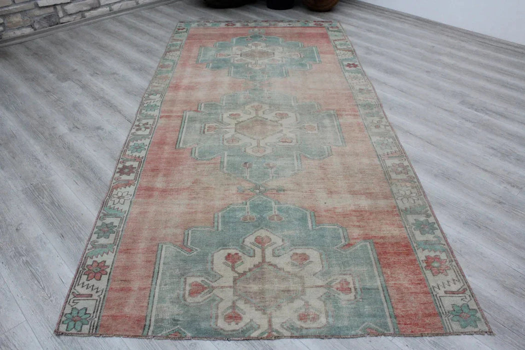 Turkish Vintage Rug 134cm x 291cm Geometric Design #401
