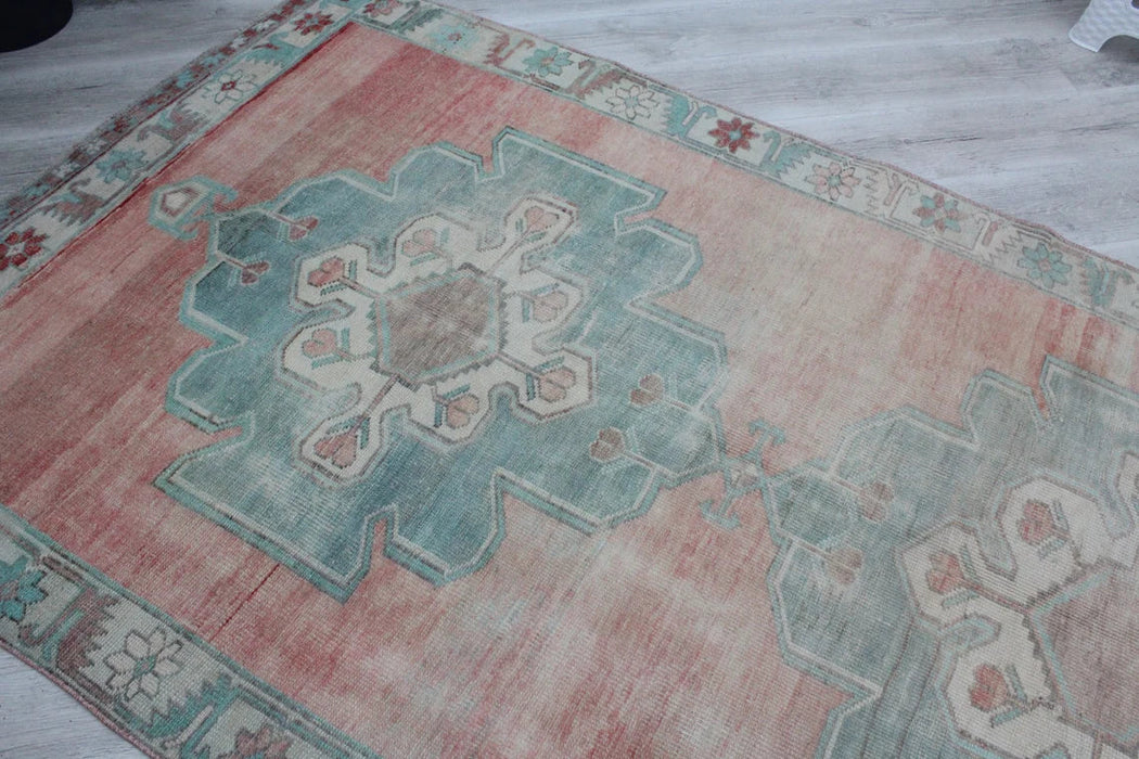 Turkish Vintage Rug 134cm x 291cm Geometric Design #401
