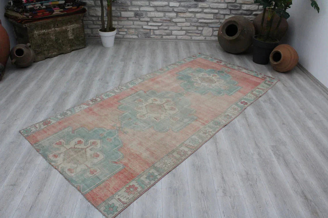 Turkish Vintage Rug 134cm x 291cm Geometric Design #401