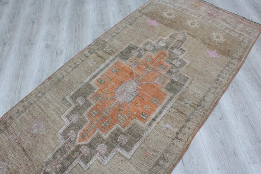 Turkish Vintage Runner Rug 373cm x 96cm Geometric Pattern