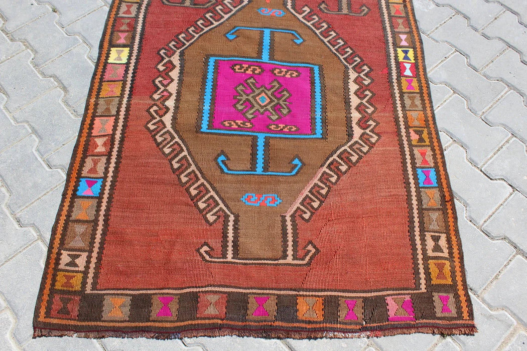 Turkish Wool Kilim Runner 101cm x 233cm Handwoven Design