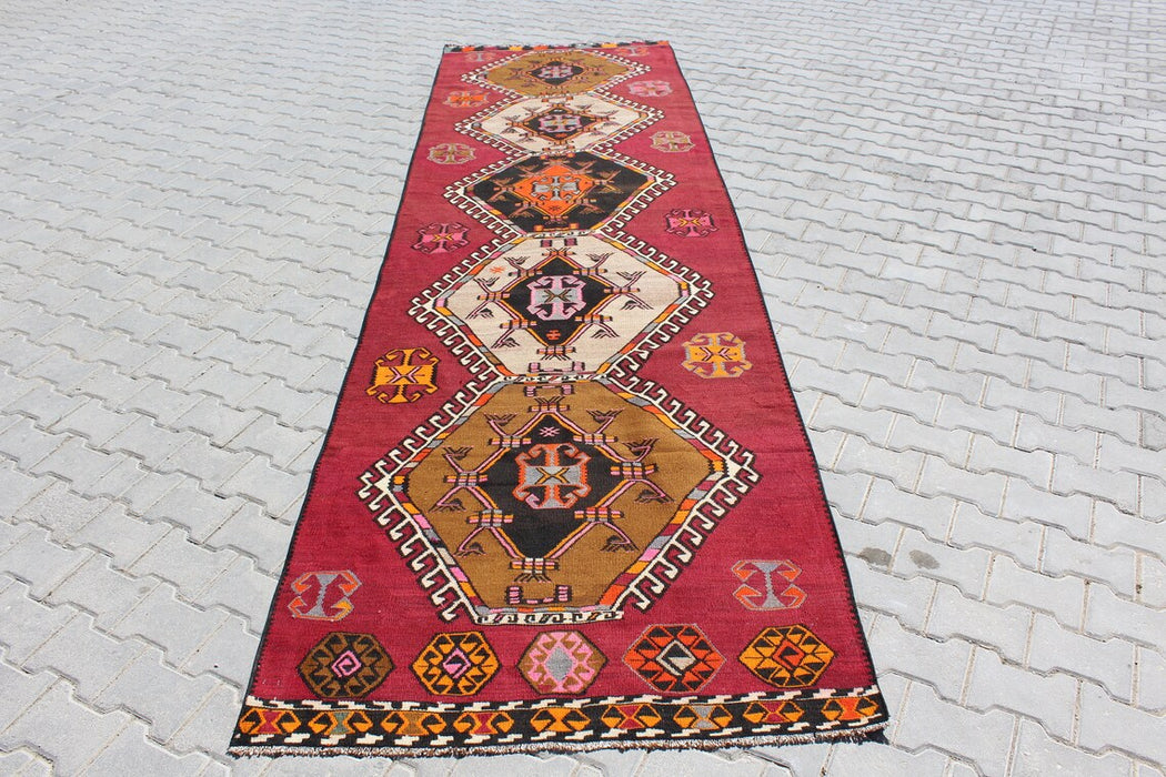 Turkish Wool Kilim Runner 428cm x 122cm Handmade #385