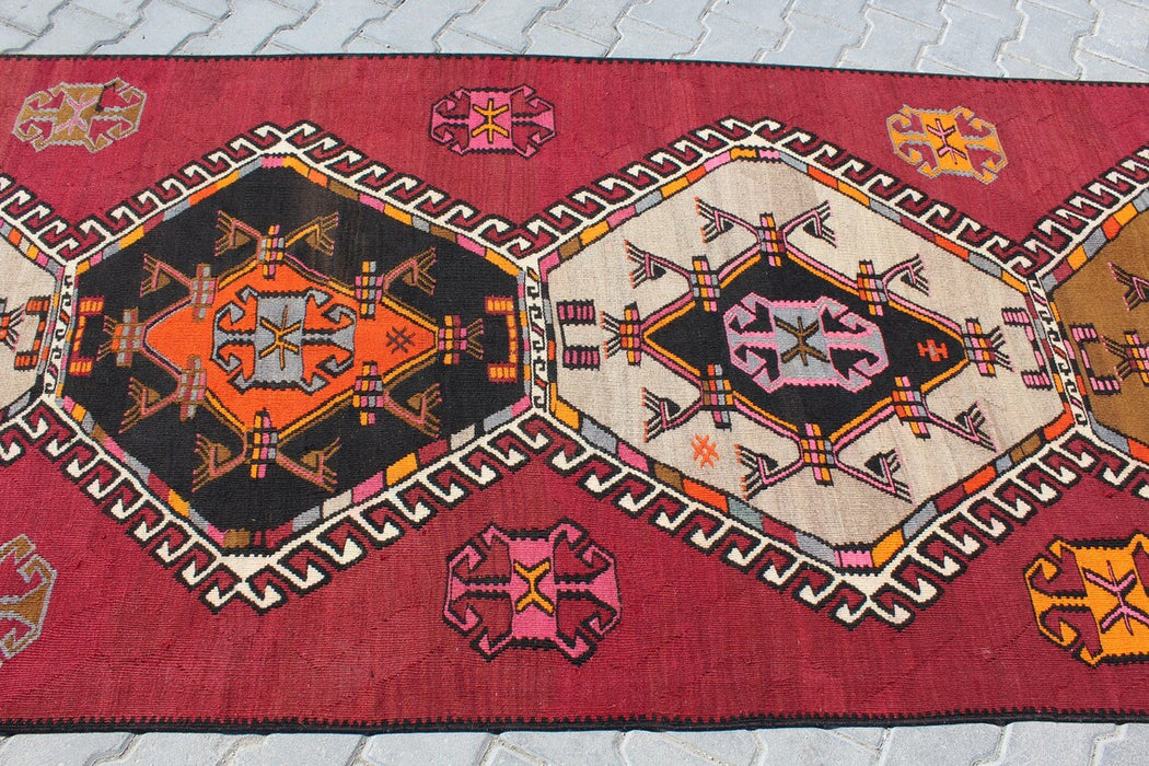 Turkish Wool Kilim Runner 428cm x 122cm Handmade #385