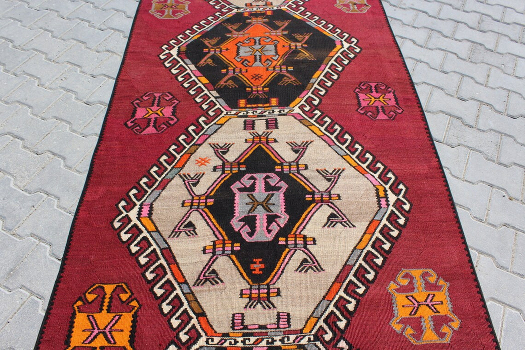 Turkish Wool Kilim Runner 428cm x 122cm Handmade #385