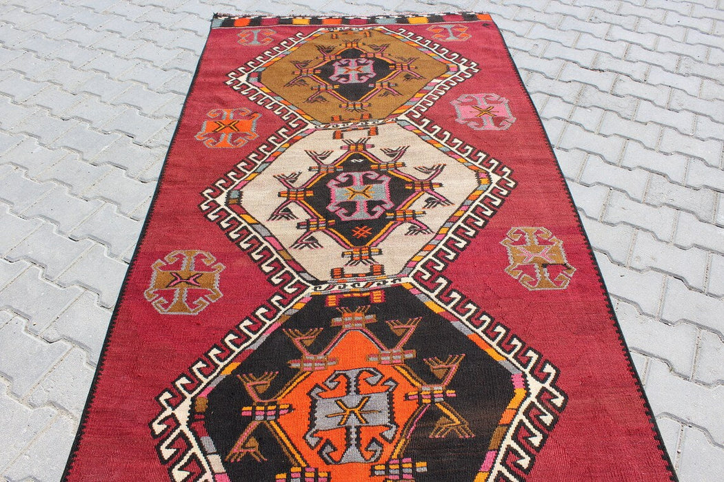 Turkish Wool Kilim Runner 428cm x 122cm Handmade #385