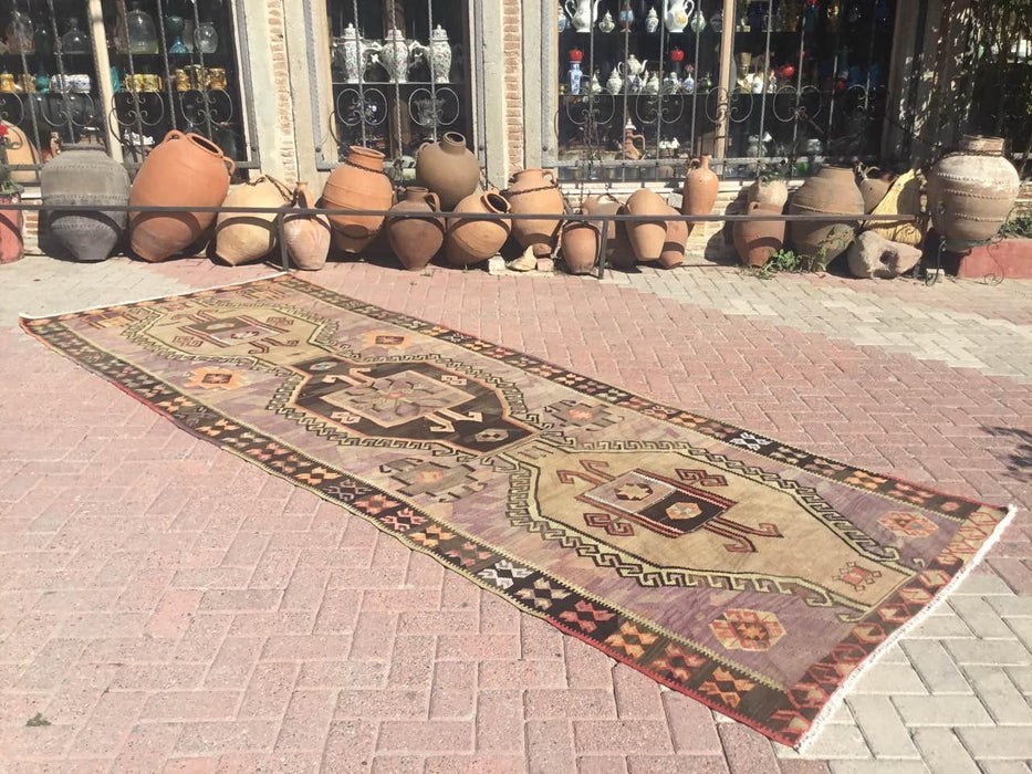 Turkish Wool Runner Rug 150cm x 409cm Vintage Style