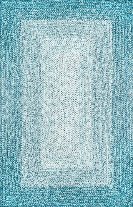 Turquoise Braided Indoor Outdoor Area Rug 50x80 cm