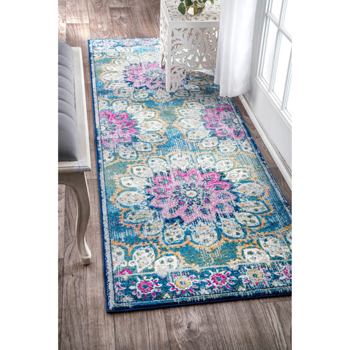 Turquoise bloemenpatroon vloerkleed voor Home 