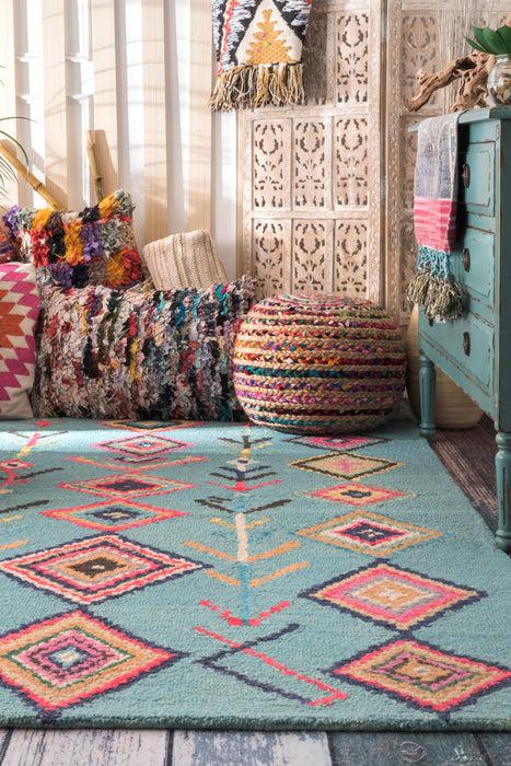 Turquoise Moroccan Diamond Area Rug 160x230 cm