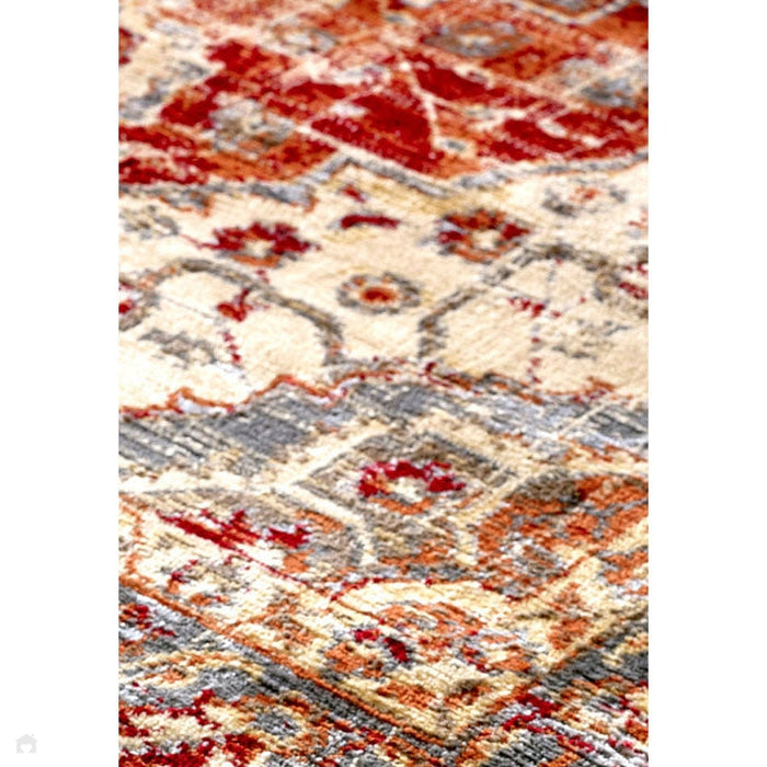 Valeria 1803 R Traditioneel Vintage Distressed Medallion Border Flatweave Multicolour Vloerkleed