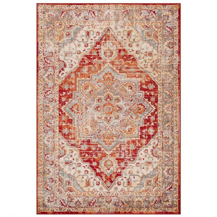 Valeria 1803 R Traditioneel Vintage Distressed Medallion Border Flatweave Multicolour Vloerkleed