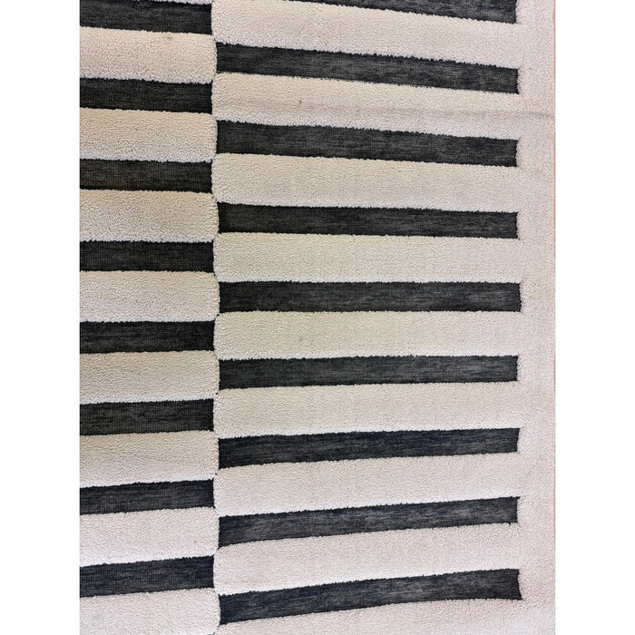 Valley Build Scandinavian Carved 3D Hi-Low Flatweave Ivory/Charcoal Grey/Monochrome Rug